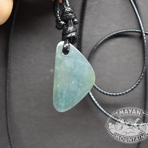 Faceted Translucent Jade Pendant //  Light Blue Green // Guatemalan Jadeite Jade // Simple Adjustable Necklace // Mayan Mountain
