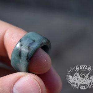 FULL JADE BAND // Super Translucent Guatemalan Blue Jadeite Jade // Thick Jade Ring // Size 5