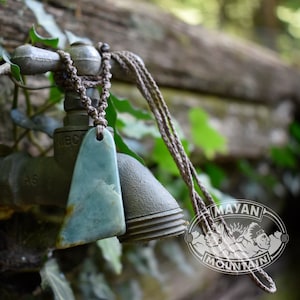 FREE FORM Pendant // SNOWY Princesa Blue Jadeite Jade // Macrame Necklace // Guatemalan Guatemala // Mayan Mountain