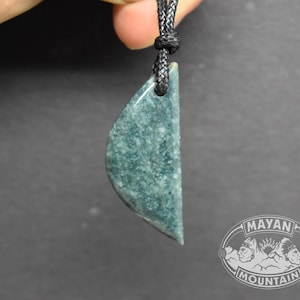 Leaf Jaguar Jade Pendant //  Green // Guatemalan Jadeite Jade // Simple Adjustable Necklace // Mayan Mountain