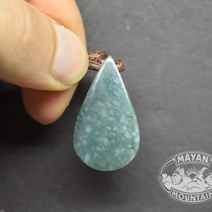 Teardrop Jade Pendant //  &quot;Princessa&quot; Blue // Guatemalan Jadeite Jade // Simple Adjustable Necklace // Mayan Mountain