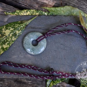 LARGE DONUT // Mint Green Jadeite Jade // Macrame Necklace // Guatemalan Guatemala // Mayan Mountain