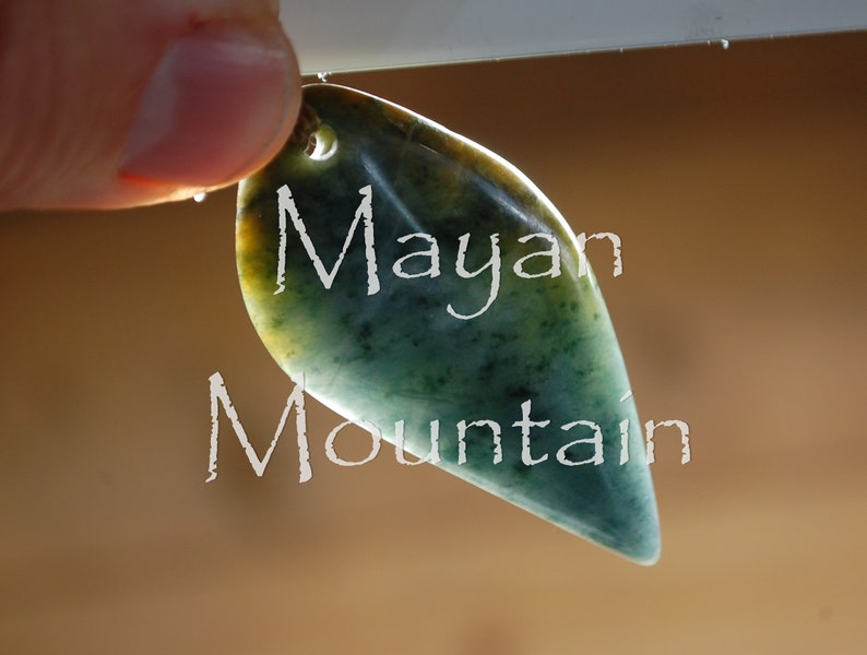 BLUE JADE LEAF Princesa Jadeite Leaf Shape Macrame Necklace Guatemalan Guatemala Mayan Mountain