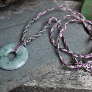 LARGE DONUT // Mint Green Jadeite Jade // Macrame Necklace // Guatemalan Guatemala // Mayan Mountain
