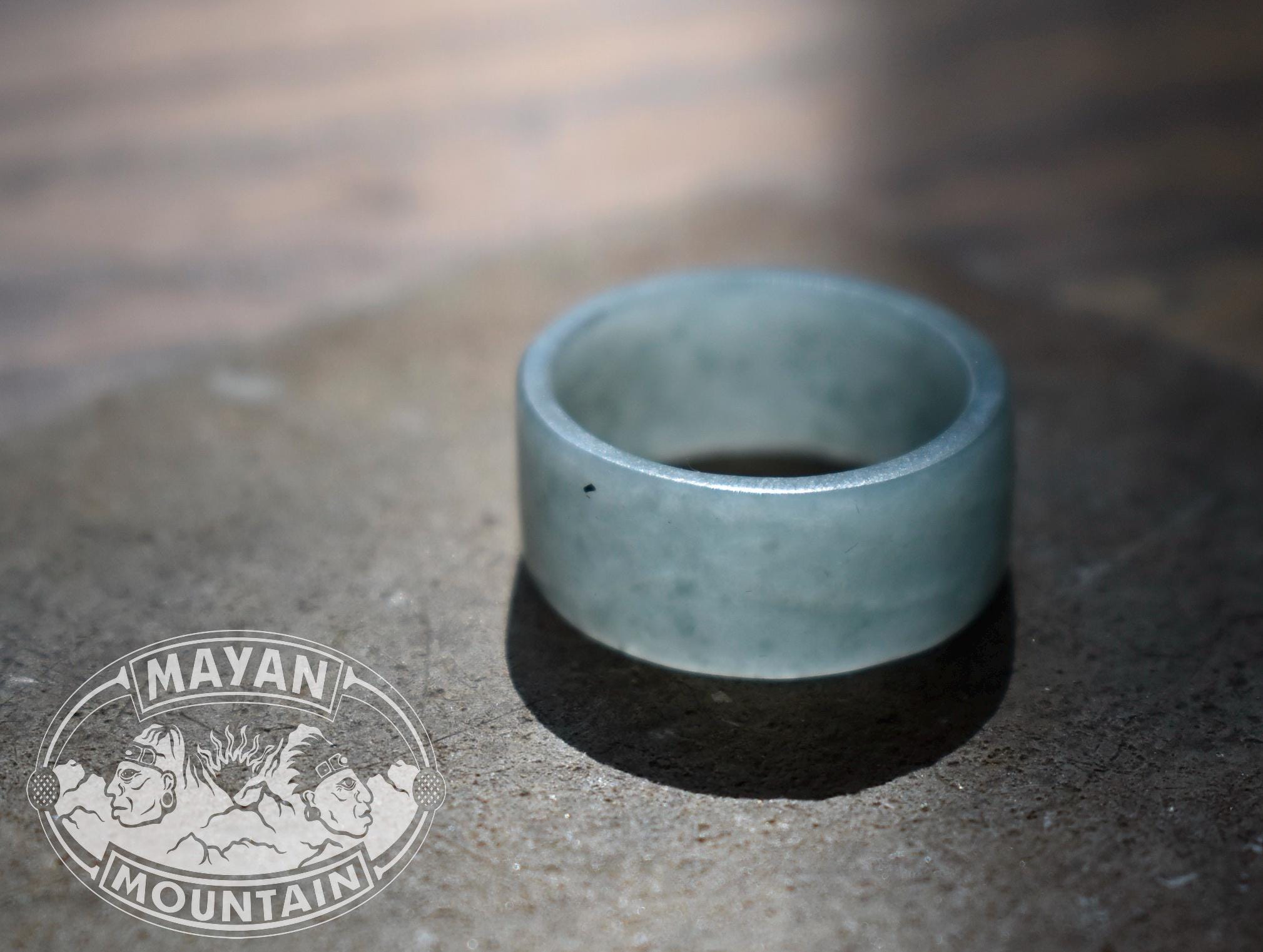 FULL JADE BAND // Super Translucent Guatemalan Blue Jadeite Jade // Thick Jade Ring // Size 9.25