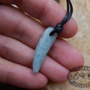 SMALL JADE TOOTH / Guatemalan Jadeite / Guatemala Jade /Light Green Mint  Jaguar Claw / Simple Adjustable Necklace / Mayan Mountain