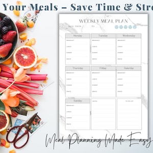 Weekly Meal Planner Printable | Simple Design with  To-Do list & Notes | Monday to Friday Meal Plan  | A4 PDF Gift for Her | Gifted Planner