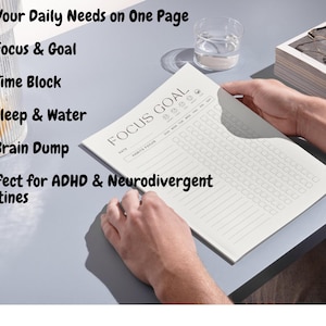 ADHD Planner for Adults & Students | Printable Undated Daily Focus Organizer | Neurodivergent To-Do List for Productivity l Mental Health