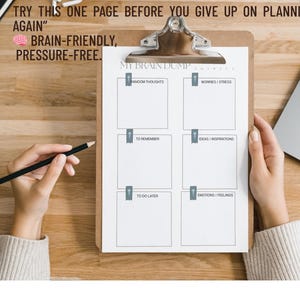 ADHD Planner for Adults & Students | Printable Undated Daily Focus Organizer | Neurodivergent To-Do List for Productivity l Mental Health