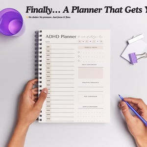 ADHD Planner for Adults & Students | Printable Undated Daily Focus Organizer | Neurodivergent To-Do List for Productivity l Mental Health