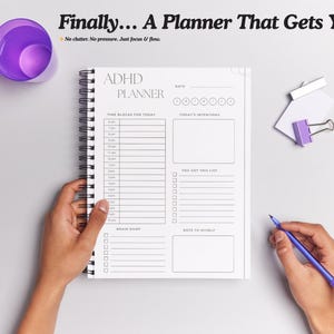 ADHD Planner for Adults & Students | Printable Undated Daily Focus Organizer | Neurodivergent To-Do List for Productivity l Mental Health