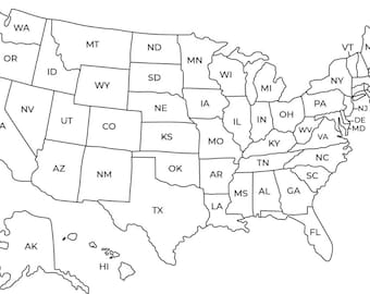 Color-In USA Map: Track Orders & Travels (Digital Download)