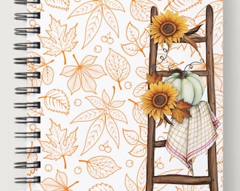 Autumn Sunflower & Pumpkin Notebook: Rustic Farmhouse Fall Design