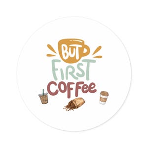 Adesivi rotondi per amanti del caffè, decalcomanie per tazze, computer portatili, regali, per uso interno/esterno, perfetti per l&#39;arredamento del bar