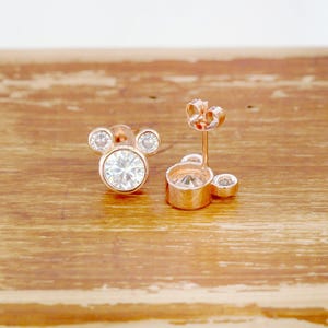 925 Sterling Silver Minnie Mouse earrings, clear Zirconia Mickey mouse Stud Earrings for Women and Girls Kids, Disney jewelry Birthday Gift