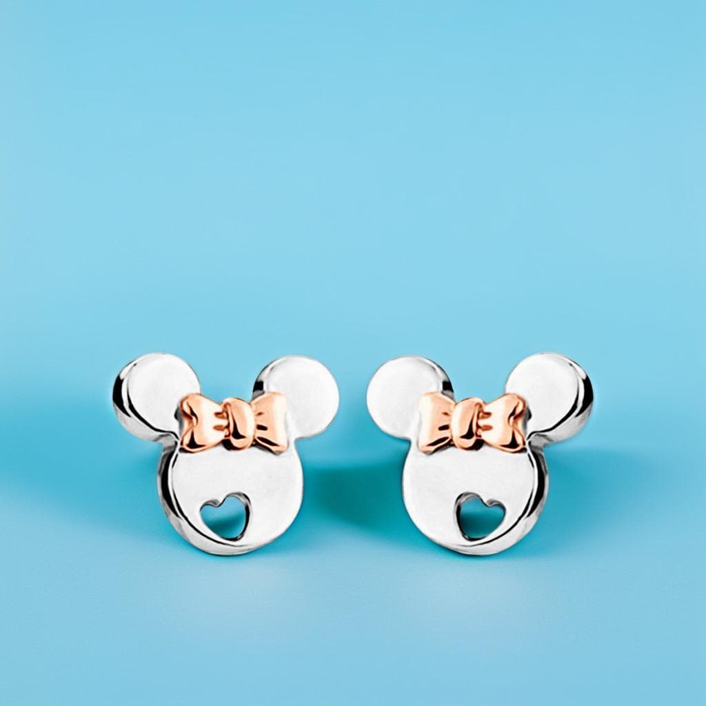 Orecchini A Bottone Topolino In Argento 925 Con Perla D'Acqua Dolce 8 Mm - Confezione Regalo