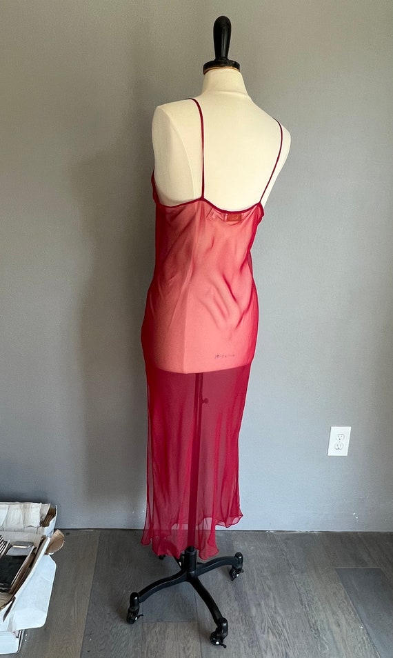 90s Victoria’s Secret SHEER Red Slip Dress L - image 4