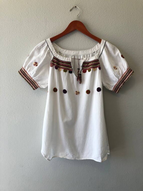 Boho 70s Linen Cotton Blend Blouse (small)