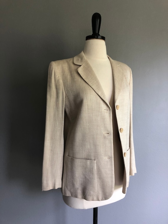 Vintage HALSTON SPORTSWEAR Cream Blazer Jacket