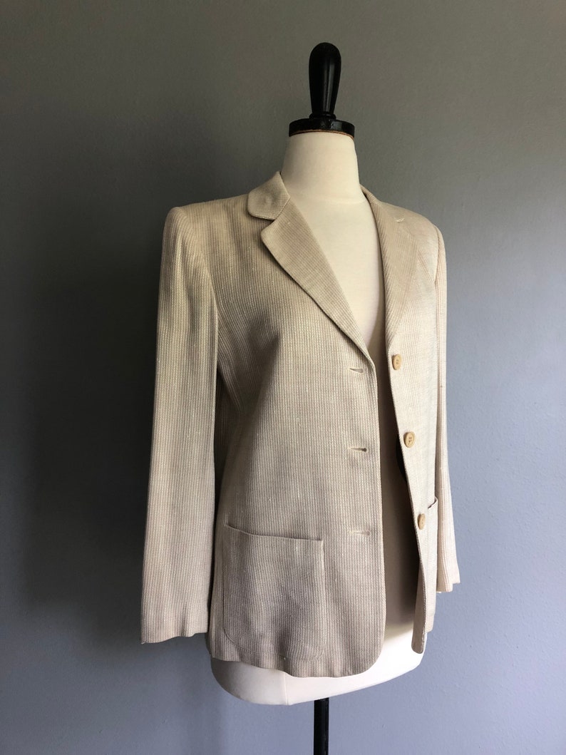 Vintage HALSTON SPORTSWEAR Cream Blazer Jacket image 1