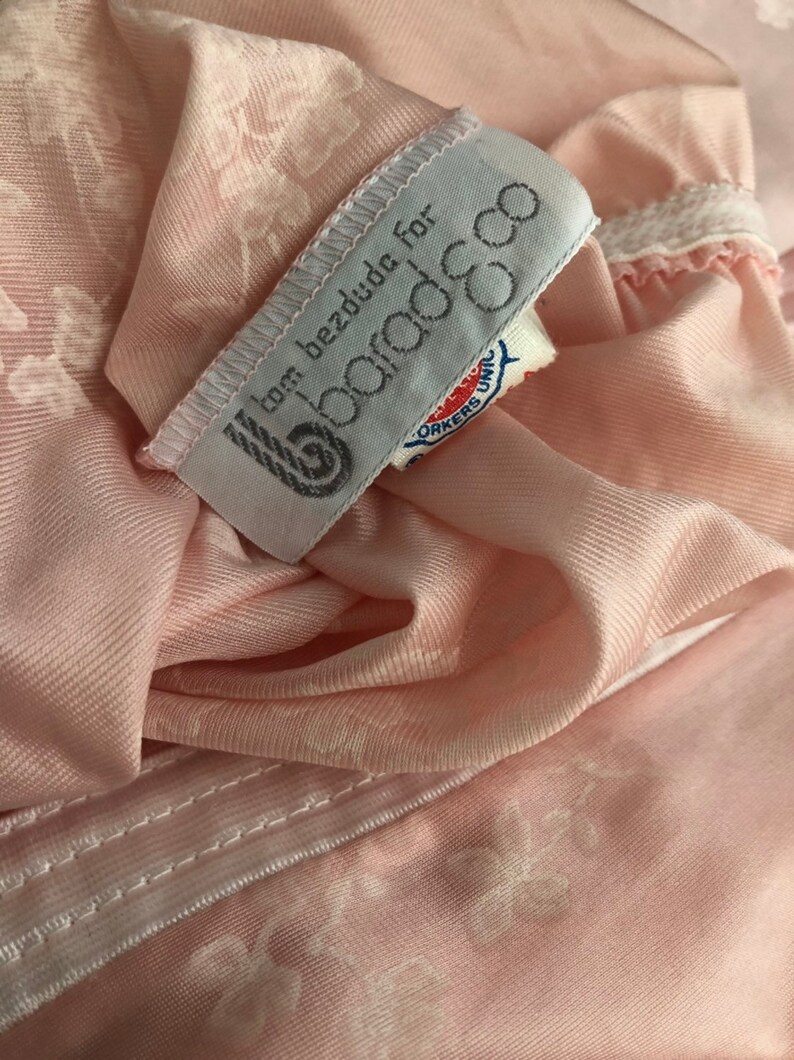 70s Pink /& Coral Lounge Slip NYLON Dress s-m