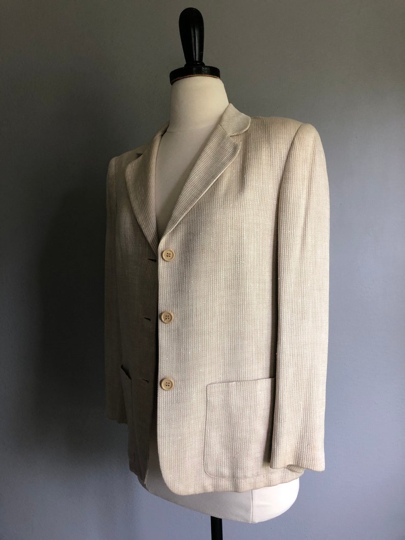 Vintage HALSTON SPORTSWEAR Cream Blazer Jacket image 2