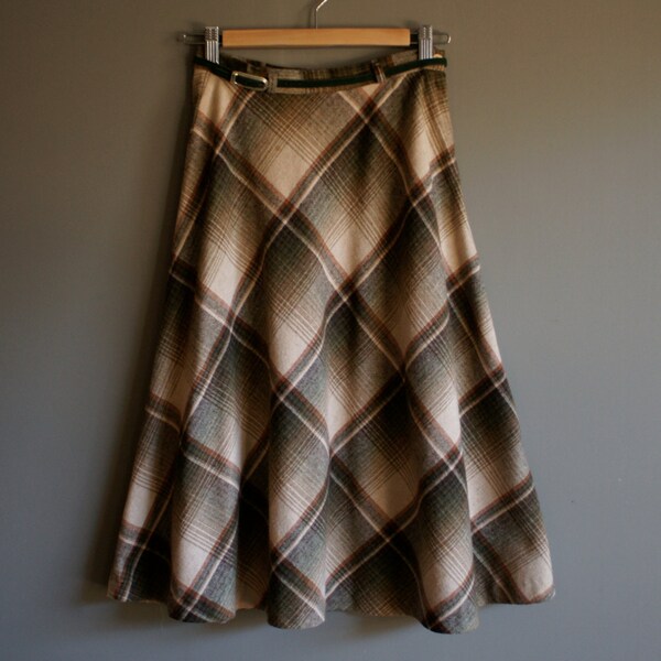 Vintage 70s AUTUMN PLAID Wool Skirt (xs)