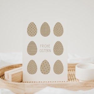 Osterkarte FROHE OSTERN EIER Braun A6 A5 Karte Naturpapier Postkarte Ostereier Osterkarte Geschenk Ostern Ostereimuster Osterhase Ostergruß