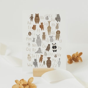 Kinderkarte TIER ALPHABET ABC A6 A5 Karte Lernposter Kinder Waldtiere Schulkind Schule Tiernamen Buchstaben Lernkarte Vorschule Schulanfang