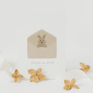 Kinderkarte HASE IM BRIEFUMSCHLAG A6 A5 Postkarte Ostergruß von Herzen Osterkarte Osterhase Grußkarte Österliche Botschaft Frühlingskarte