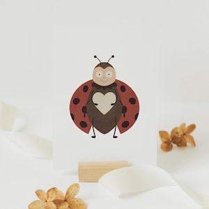Kinderkarte MARIENKÄFER MIT HERZ A6 A5 Postkarte Geburtskarte Affirmation Liebe Kinderkarte Käfer Karte Insekten Valentinskarte Geliebt