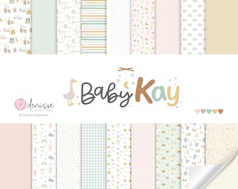 Colección Digital de Scrapbooking BABY KAY, Papeles y diseños para imprimir, kit imprimibles, coleccion papeles digitales para scrapbooking