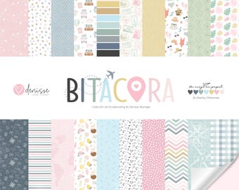 BITÁCORA Digital Scrapbooking Collection, Printable Papers and Designs, Printable Kit, Digital Scrapbooking Paper Collection