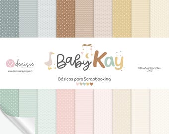 BABY KAY BASIC paper collection, papers and designs to print, digital papers for scrapbooking, digital papers, printable kit.
