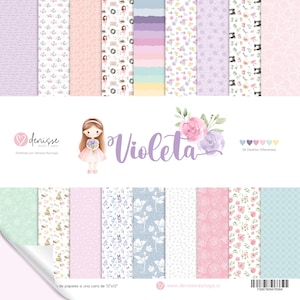 VIOLET Digital Scrapbooking Collection, Papers and designs to print, printable kits, digital papers for scrapbooking
