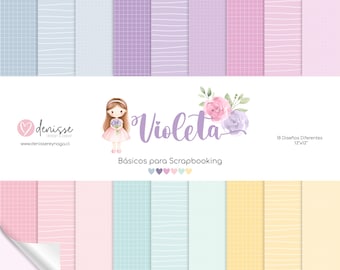 Collection of BASIC VIOLET papers, papers and designs for printing, digital papers for scrapbooking, digital papers, printable kit.