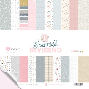 Colección Digital de Scrapbooking BIENVENIDO INVIERNO, Papeles y diseños para imprimir, kit imprimibles, papeles digitales de scrapbooking