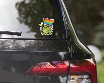 Pegatina de orgullo de rana: vinilo con la bandera arcoíris