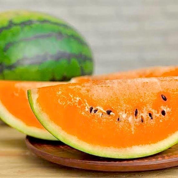 thumbnail image 2 of 10 Mountain Sweet Watermelon Seeds – Orange Heirloom, NON-GMO, RARE 2 of 3