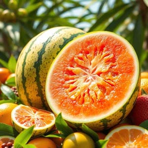 30 semillas orgánicas de sandía naranja, variedad tradicional.