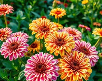 50 candy striped zinnia seeds annual butterflies garden planting spring vibrant mixed colors