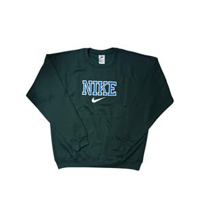 nike swoosh colour block sweatshirt in blue and green neutrals