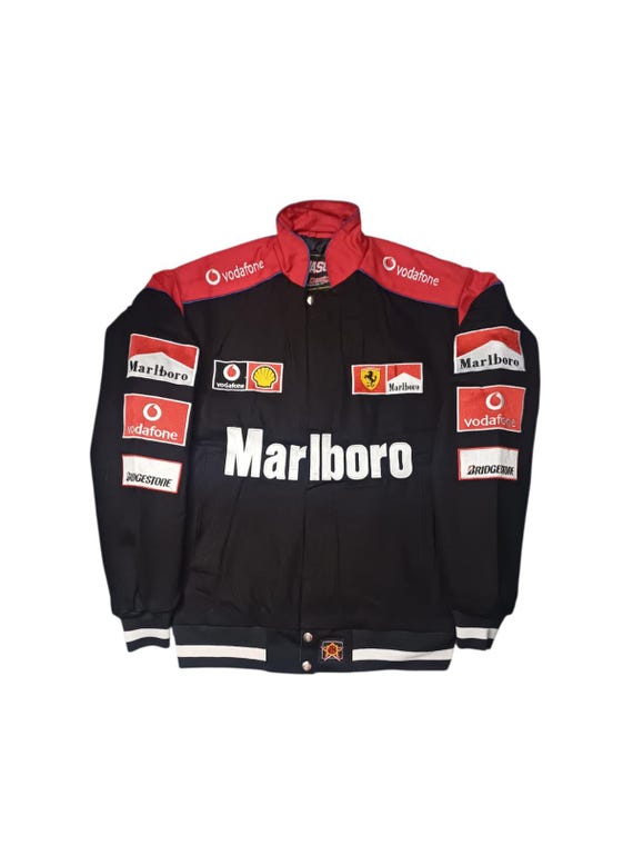 Vintage Marlboro Racing Jacket: Embroidered NASCAR Bomber, Y2K