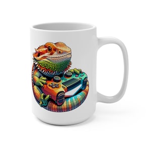 Funny Bearded Dragon Gamer Dad Mug: Reptile Coffee Cup