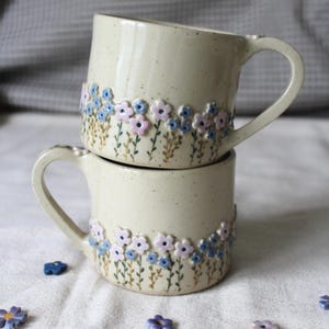 Handmade Ceramic Flower Mug: 3D Floral Coffee Cup