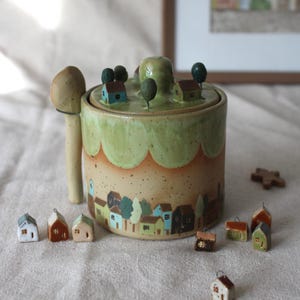 Handmade Ceramic Sugar Jar: Rustic Village Kitchen Storage