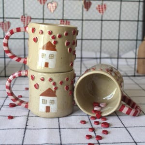 Little Hearts Handmade Ceramic Mug, Valentine&#39;s Day Ceramic Mug, Handmade Ceramic, Ceramic Coffee Mug, Desing Mug Ceramic Gifts