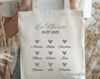 Tote Bag Personnalisé EVJF  – Cadeau evjf, Tote bag future mariée, Idée organisation evjf, Cadeau team de la mariée, evjf personnalisé
