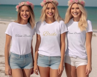 Camiseta EVJF de futura novia dorada - camiseta del equipo de la novia EVJF, regalo EVJF, camiseta del equipo de la novia de la futura novia, camiseta de la novia