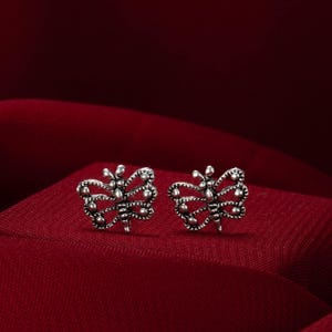 Butterfly Stud Earrings 925 Sterling Silver - Small Butterfly Nature Jewelry - Minimalist Silver Studs for Women - Dainty Winged Earrings